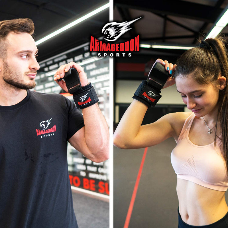 Armageddon Sports Premium Weight Lifting Wrist Hooks Straps for Maximum Grip Support - Deadlift Gloves and Grip Pads Alternative in Fitness Gym Power Training Like Pull Up Deadlifting & Shrugs - BeesActive Australia