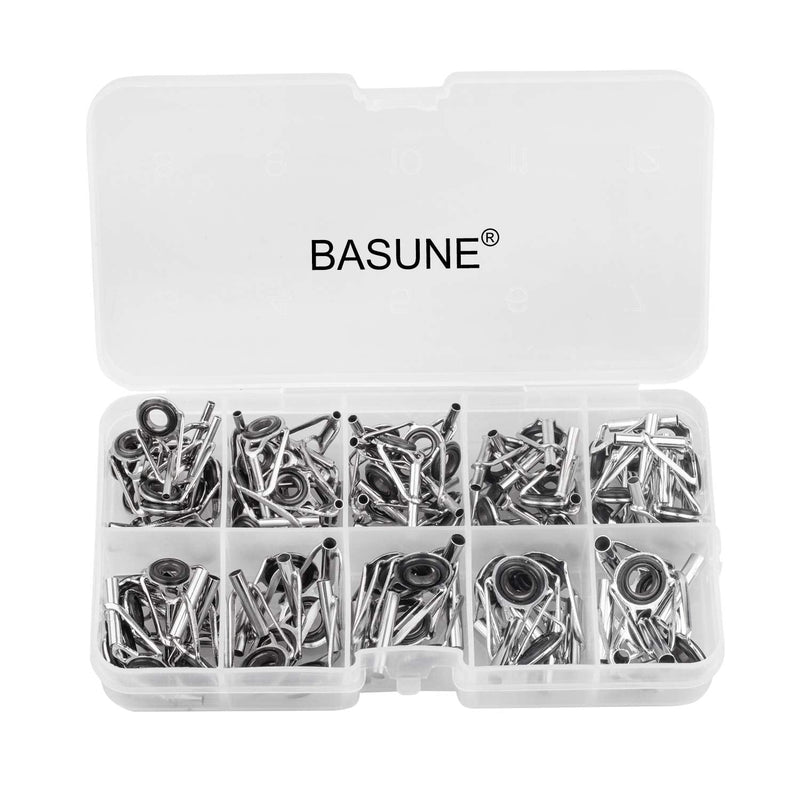 BASUNE Spinning Rod Guides Tip Ceramic Guide with Eyelets, Fishing Rod Guide Replacement Tip Spare Parts Repair and Tips Repair Eye Loop Kit with Box for Spinning Rods Sea Fishing (10 Size - 80Pcs) - BeesActive Australia
