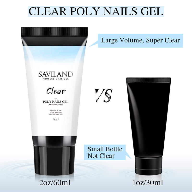Saviland Clear Poly Nails Gel 60g Builder Nail Gel for Nail Extension Nail Enhancement Manicure Easy DIY at Home - BeesActive Australia