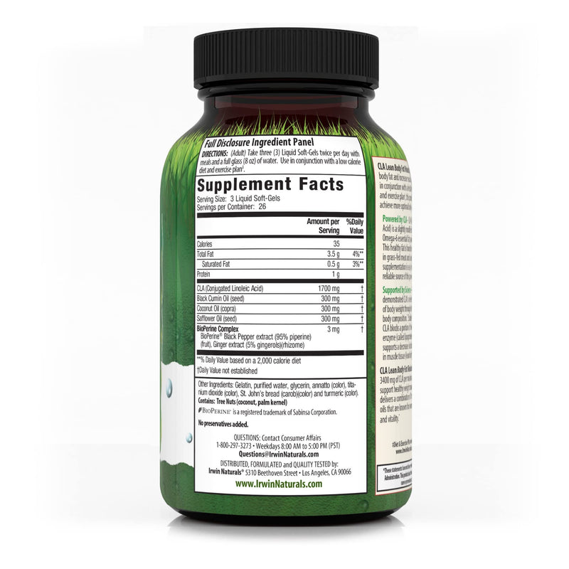 Irwin Naturals Cla Lean Body Fat Reduction 80 Sgels 1 - BeesActive Australia