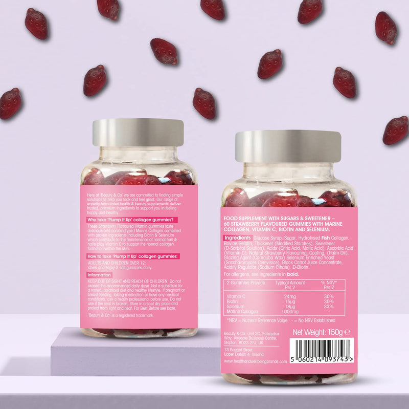 Beauty & Co Collagen Gummies by - 60 Marine Collagen Gummies with Biotin, Vitamin C & Selenium (60) 60 Count (Pack of 1) - BeesActive Australia