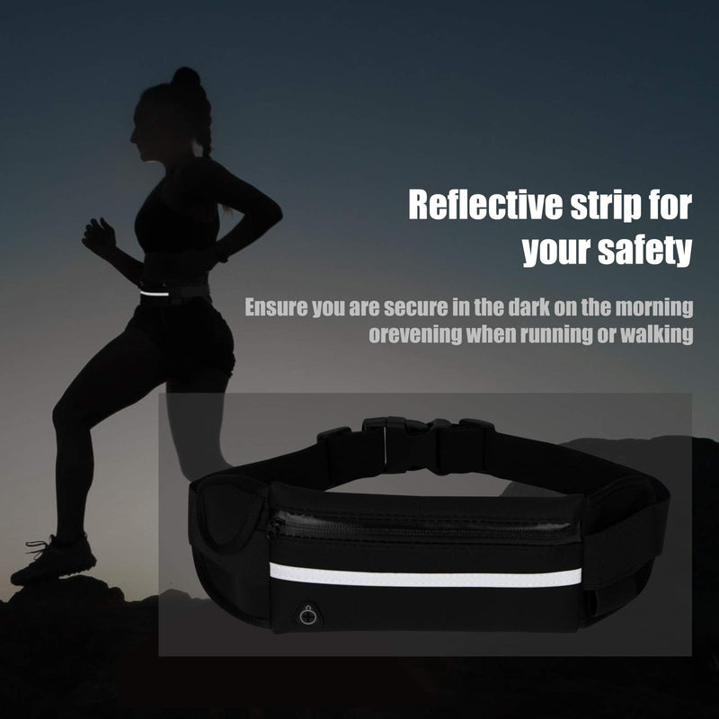 Running Belt Waist Packs,Workout Fanny Pack,Ultra Light Bounce Free Waist Pouch Fitness Workout Belt Sport Waist Pack for Women Men,Adjustable Waistband Bag for All Kinds of Phone (Black) Black - BeesActive Australia