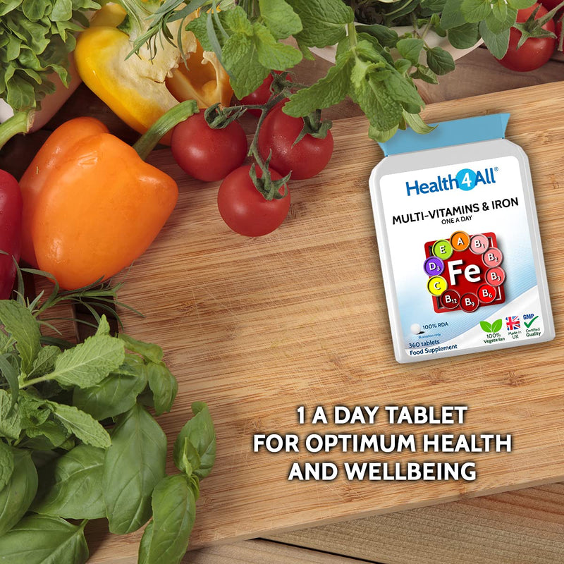 Multivitamins & Iron One a Day 90 Tablets . 100% RDA. Made in The UK by Health4All 90 Count (Pack of 1) - BeesActive Australia