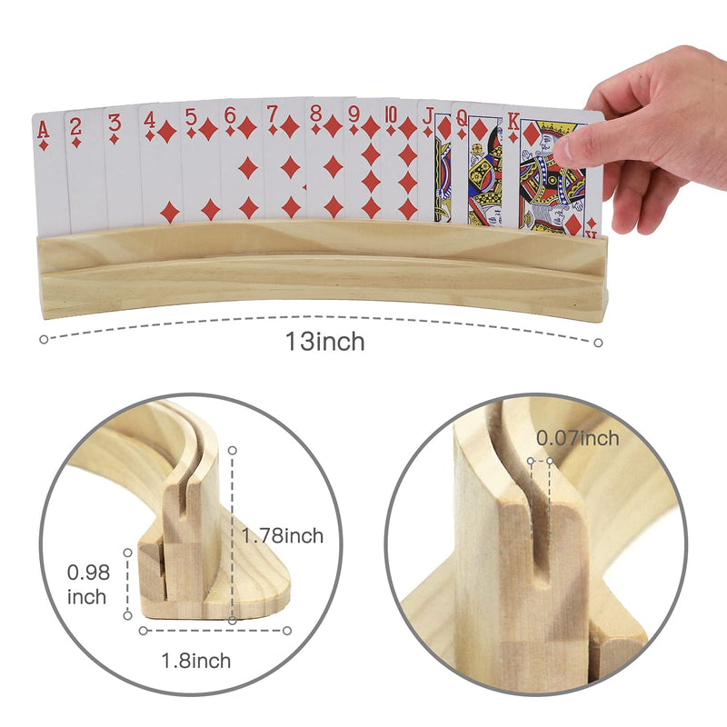 Plusvivo Set of 4 Curved Playing Cards Holders for Seniors Adults - Soild Wood Cards Holders for Playing Cards 13 x 1.9 x 2.4 Inch for Bridge Canasta Strategy Foot and Hand - BeesActive Australia