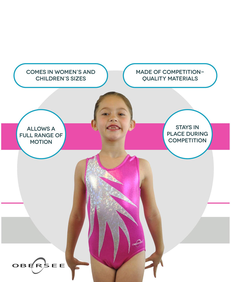 [AUSTRALIA] - Obersee Girl's Gymnastics Leotards Pink Fern CXXS Child (2-3 years) 