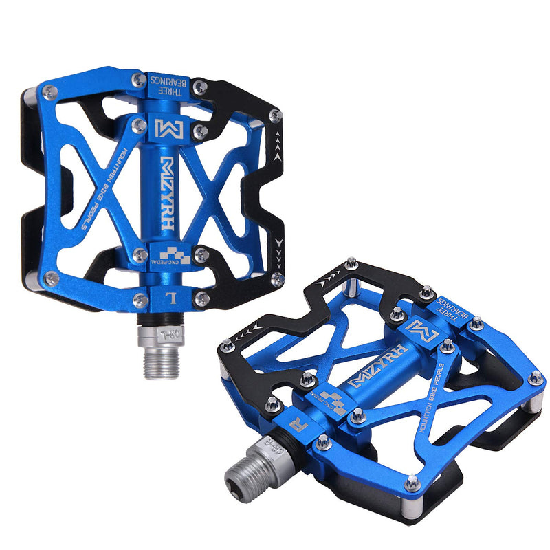 MZYRH Mountain Bike Pedals, Ultra Strong Colorful CNC Machined 9/16" Cycling Sealed 3 Bearing Pedals BLACK BLUE 3 Bearings - BeesActive Australia