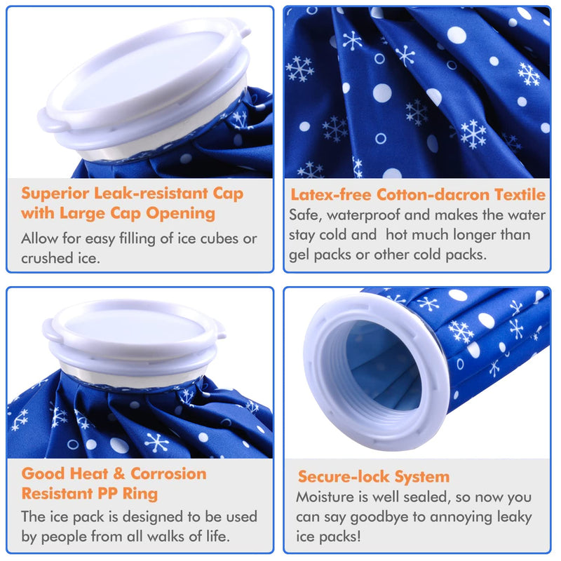 Ice Bag,Reusable Ice Cold Pack First Aid Ice Packs Hot & Cold Ice Bags First Aid Therapy Packs Refillable Flexible Waterproof Pouch for Sports Injury Pain Relief and Reduce Swelling (9 inches) 9 inches - BeesActive Australia