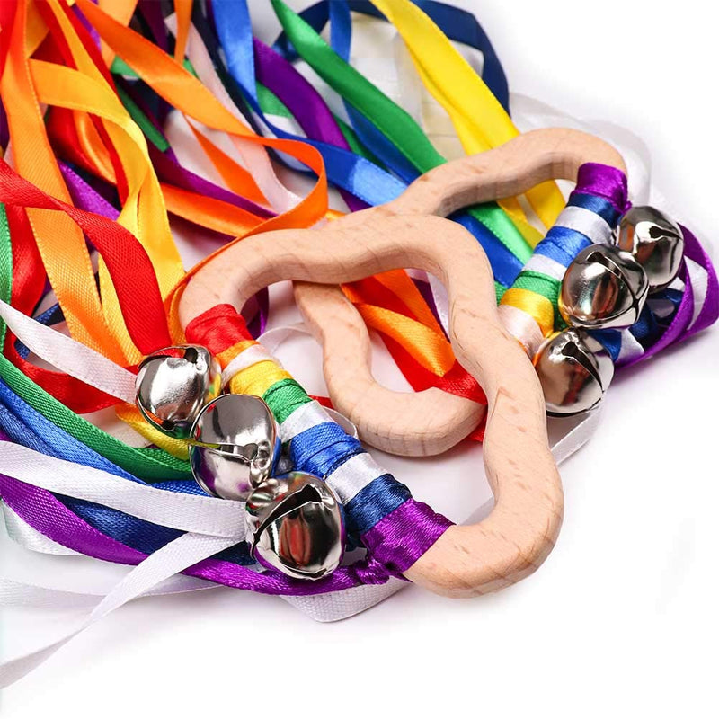 DILIMI Rainbow Hand Ribbon Kite Baby Sensory Toys Waldorf Hand Kite Montessori Learning Toy Cloud Rainbow Hand Kite Set of 2 Gift for Kids - BeesActive Australia