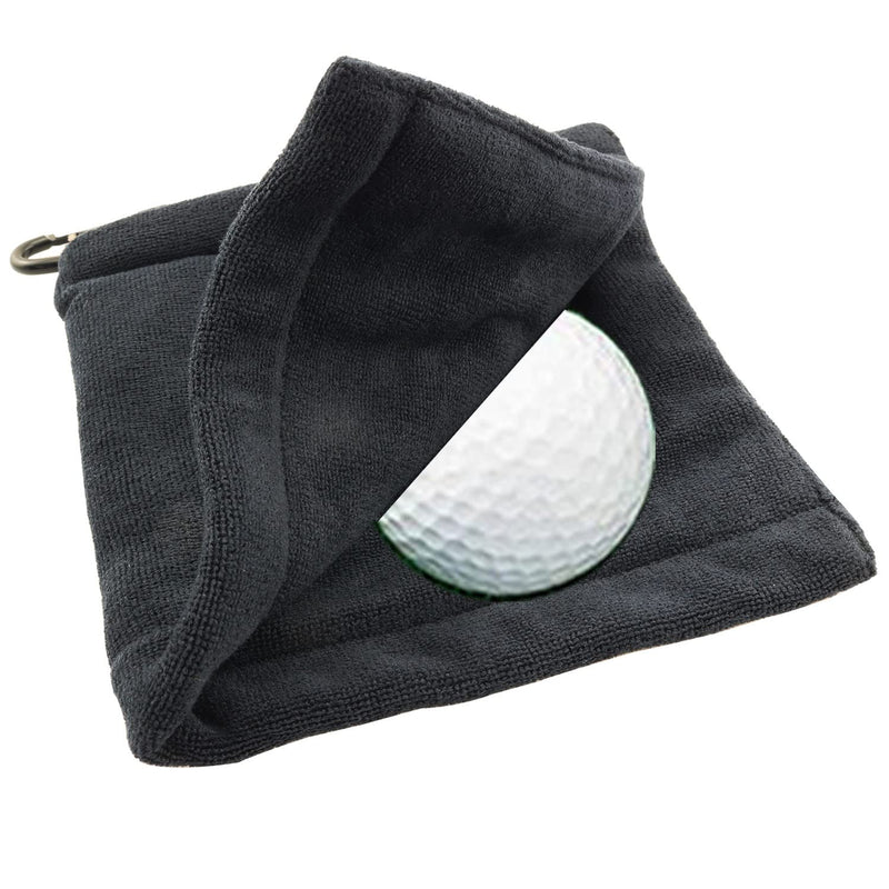 ZYAMY Golf Ball Cleaning Towel Pocket Golf Towel with Clip Sweat-Absorbent Wiping Cloth Cleaning Tool Golf Accessories, Black - BeesActive Australia