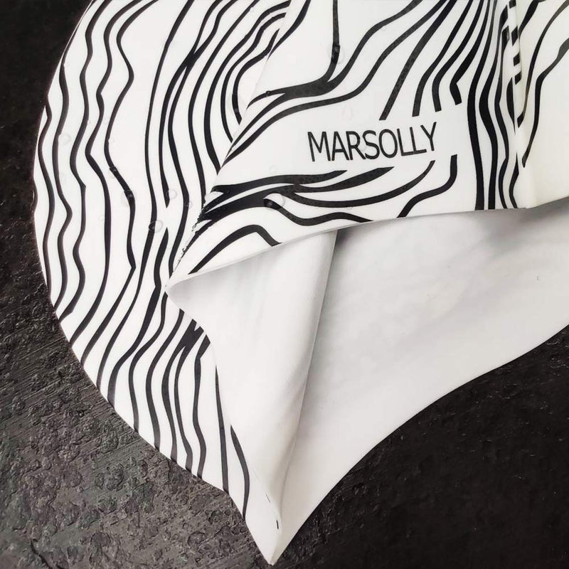 Marsolly Silicone Swim Cap for Women Long Hair Adult Swimming Caps with Fashion Printed Stripe - BeesActive Australia