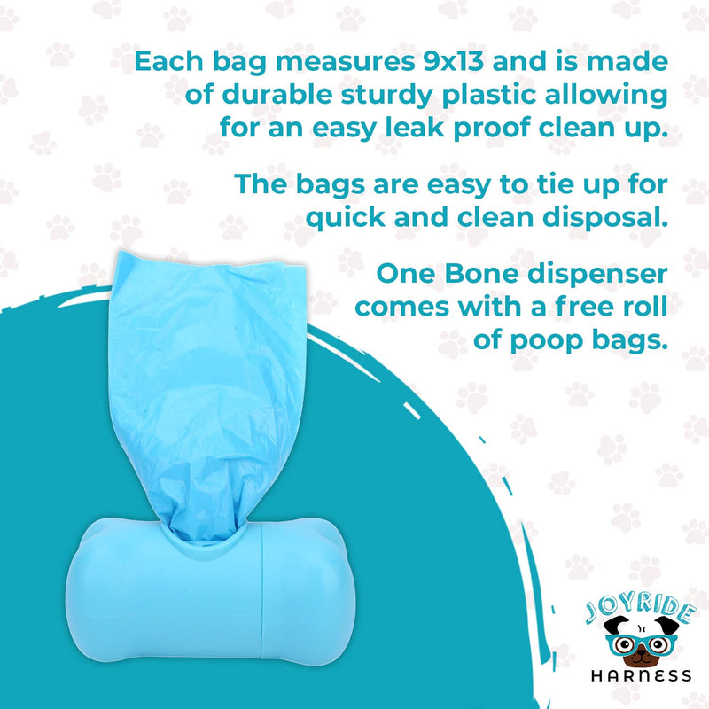 Joyride Harness Poop Bag Dispenser - Additional Unscented Roll of Premium 9”x13” Poop Bags Included, Universal Fit, D-Clip Attaches to Leash or Harness, Clean, Convenient & Secure Poop Disposal System - BeesActive Australia