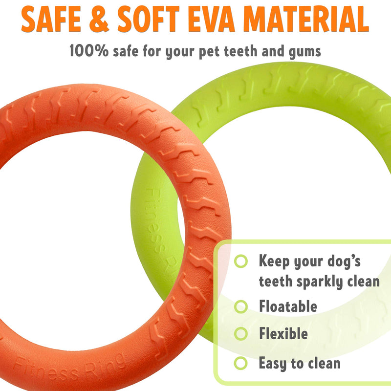 Dog Training Ring for Outdoor Fitness Floatable Pulling Toy and Flying Disc Interactive Play Tool for Small Medium Large Dogs 2 Rings - BeesActive Australia