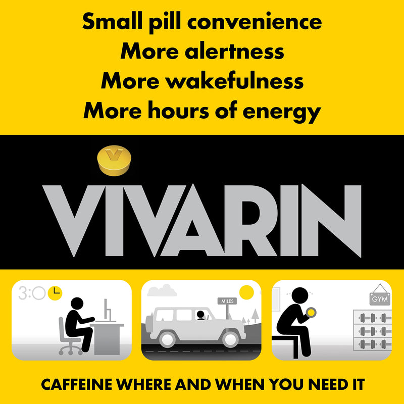 Vivarin, Caffeine Pills, 200mg Caffeine per Dose, Safely and Effectively Helps You Stay Awake, No Sugar, Calories or Hidden Ingredients, Energy Supplement, 40 Tablets - BeesActive Australia