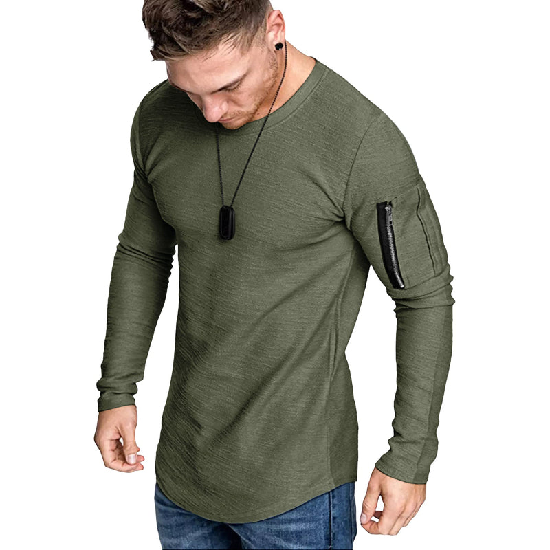 COOFANDY Men's 2 Pack Muscle Workout T Shirts Fitted Athletic Fashion Longline Hipster Hip Hop Tee Top Black & Army Green Small - BeesActive Australia