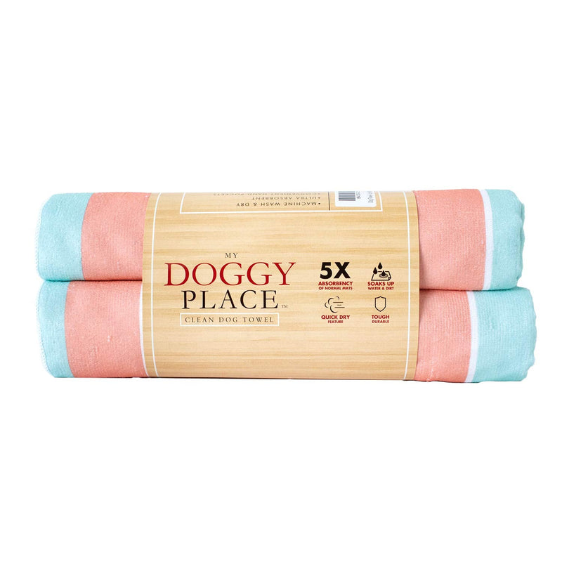 My Doggy Place - Super Absorbent Microfiber Towel - Dog Bathing Supplies - Microfiber Drying Towel - Washer Safe 2 Pack Striped Summer - BeesActive Australia
