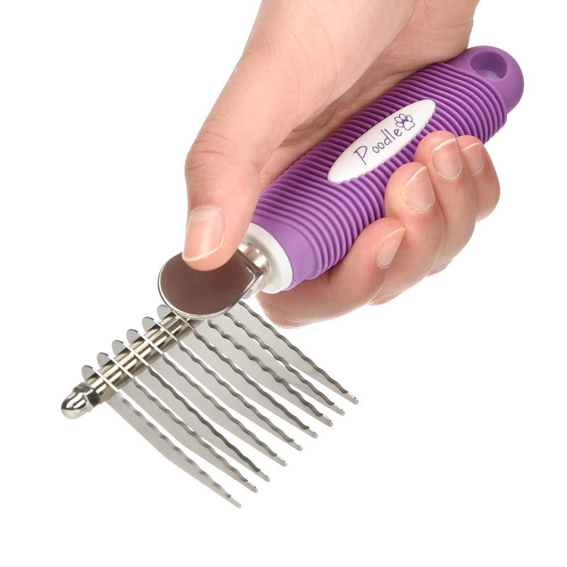 Poodle Pet Bundle - Dematting Fur Rake Comb Brush Tool for Detangling Matted or Knotted Undercoat and Dog Grooming Rake Gentle Dematting Tool to Remove Loose or Tangled Hair From Undercoat - BeesActive Australia