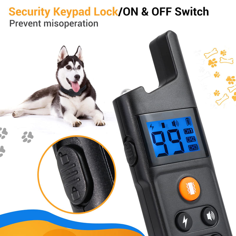 USCAMEL Dog Training Collar - Beep, Vibration, Shock 3 Mode, 99 Level, Waterproof, Rechargeable, with Safety Light, Keypad Lock, Humane Shock Collar with Remote, 984ft Remote Range For 1 Dog - BeesActive Australia
