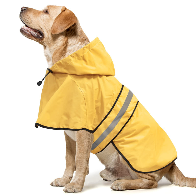 Domagiker Waterproof Dog Raincoat - Lightweight Hooded Raincoat for Dogs Pet Slicker Poncho, Adjustable Reflective Dog Rain Coat, Windproof Dog Raincoats Jacket with Leash Hole for Small, Medium, Large Dogs YELLOW - BeesActive Australia