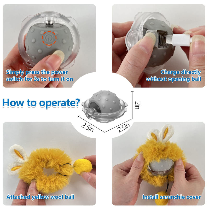 Sofolor Smart Interactive Cat Toys - Automatic Cat Toys for Indoor Cats, USB Rechargeable Cat Ball Toys with LED Lights, Electric Cat Mice Toys, Auto On/Off - BeesActive Australia