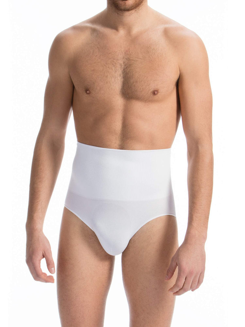 Farmacell 411 Men's shaping control briefs with waist girdle, 100% Made in Italy Small White - BeesActive Australia