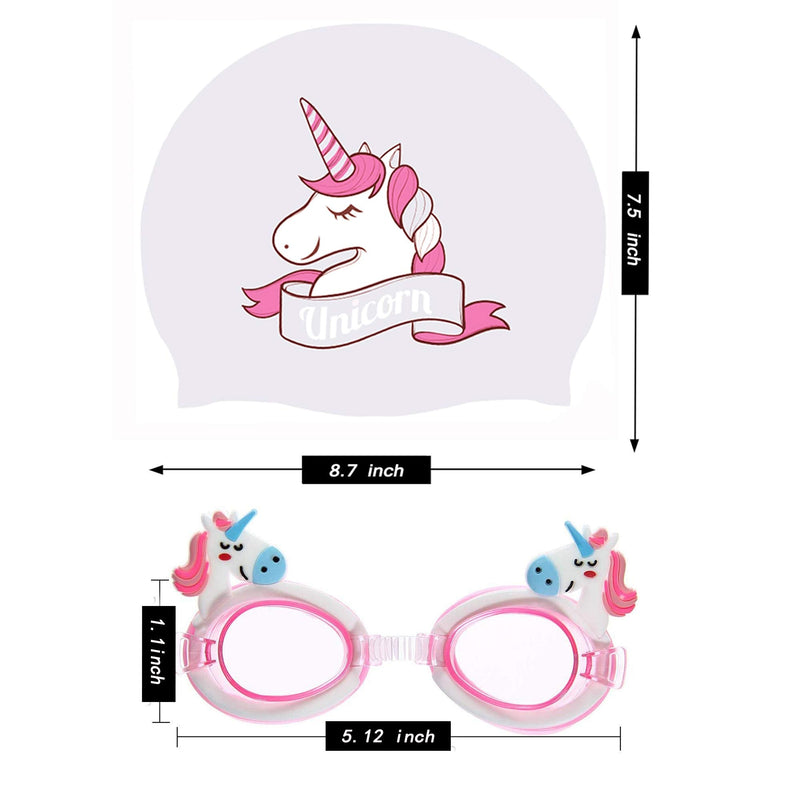 Houvillage Kids Swim Cap, 2 Pack, Silicone Children Swim Caps for Kid Toddler Boys and Girls, Fun Design Waterproof Junior Swimming Cap Pink and Blue Age 3-12 Unicorn Set W - BeesActive Australia