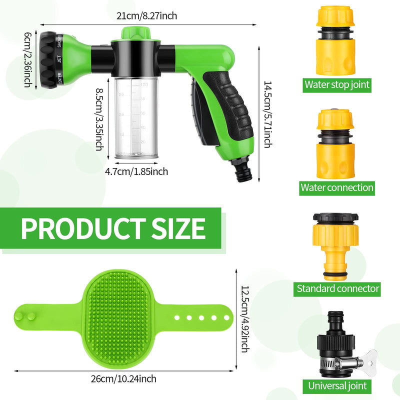 6 Pieces Pet Bathing Tool Set Includes Hose Nozzle Soap Dispenser with Connectors and Dog Rubber Comb Brush, Dog Bathing Sprayer Bottle Wash Foam Sprayer for Pet(Green,8.27 x 4.72 x 5.51 Inch) 8.27 x 4.72 x 5.51 Inch Green - BeesActive Australia