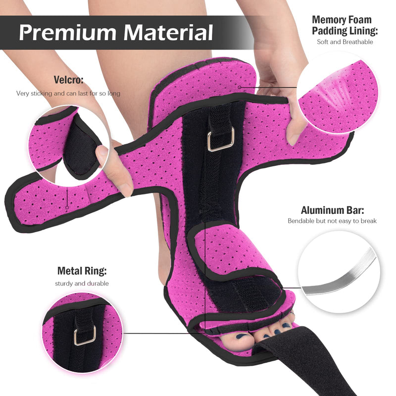 Lamaral Plantar Fasciitis Night Splint: Foot Brace with Massage Ball | Effective for Foot Pain Relief by Plantar Fasciitis Achilles Tendonitis Foot drop Flat Arch Heel Spur | Comfortable & Easy Use for Women Men Rose Red - BeesActive Australia