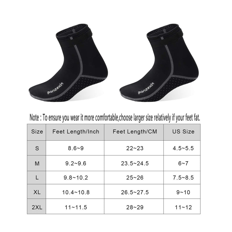 Panzexin 3mm Neoprene Diving Socks(Size 4-12), Wetsuit Socks Sand-Proof Scuba Snorkeling Fins Socks for Open Water Swimming, Kayaking, Paddle Boarding and More Beach Water Sports Black Small - BeesActive Australia