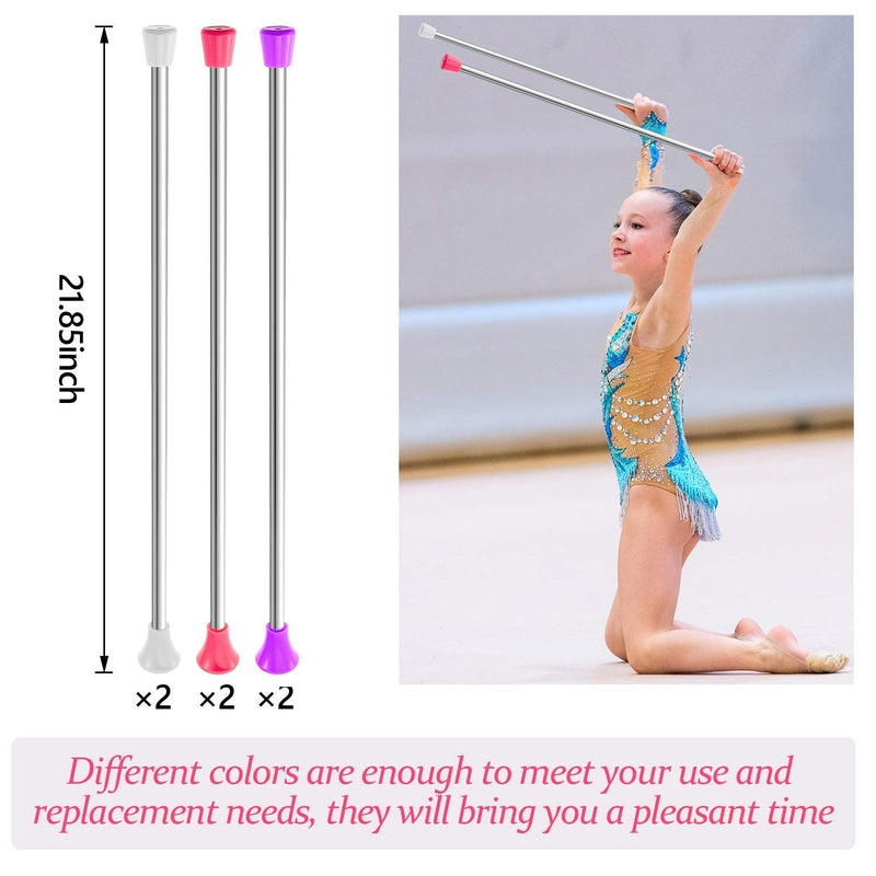 6 Pieces Twirling Batons Unisex Kids' Gymnastics Twirling Baton Dance Baton for Kids Girls Talent Shows, Artistic Dancing, Baton Twirling, Pink, White, Purple - BeesActive Australia