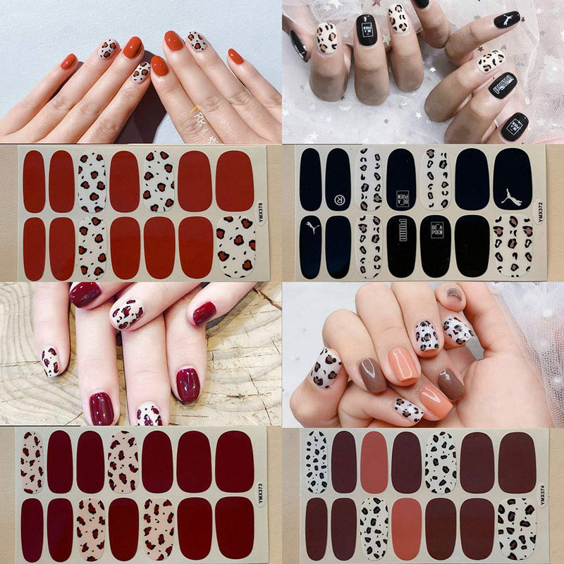 SILPECWEE 20 Sheets Adhesive Nail Polish Strips Wraps Set and 1Pc Nail File Cheetah Print Nail Art Stickers Decals Manicure Kit for Women NO2 - BeesActive Australia