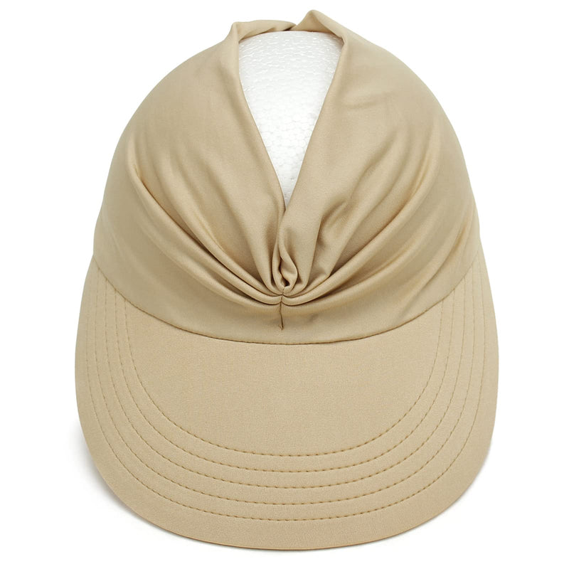 Muryobao Womens Sun Visor Hat Wide Brim Summer UPF 50+ UV Protection Beach Sport Cap Beige - BeesActive Australia