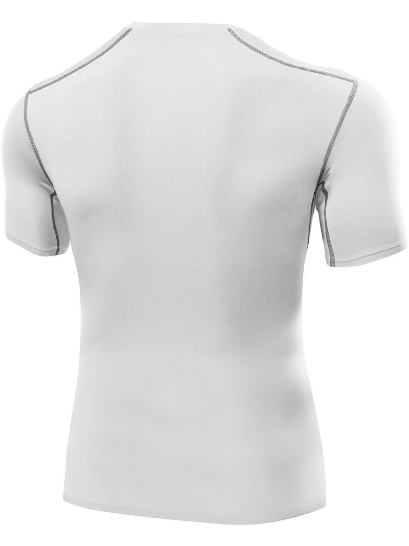 [AUSTRALIA] - Neleus Men's 3 Pack Athletic Compression Under Base Layer Sport Shirt Large 5003# White/White/White,3 Pack 