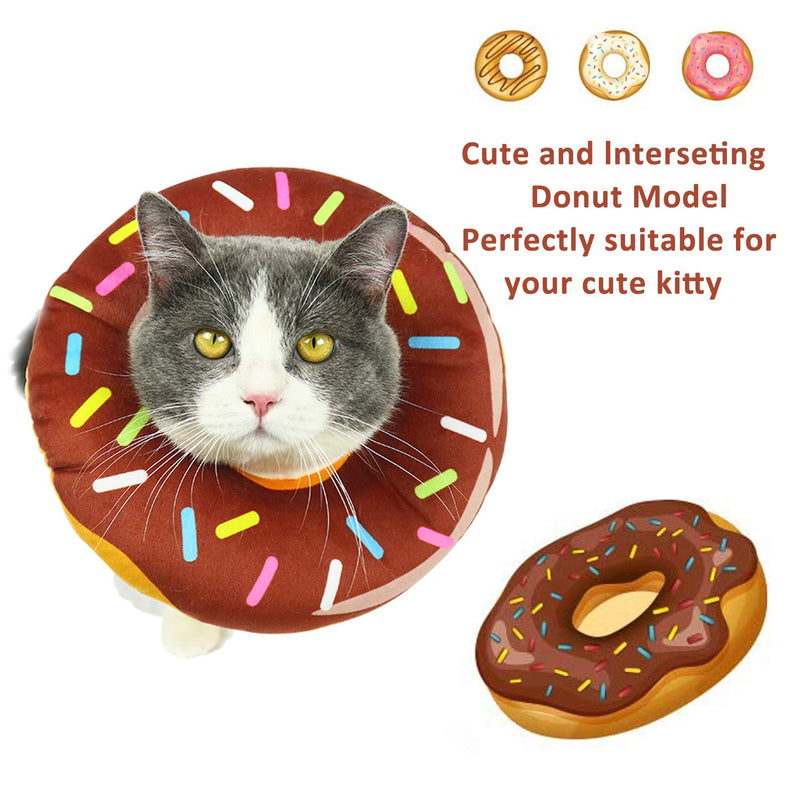 URBEST Cat Recovery Collar, Cute Donut Neck Cone After Surgery, Adjustable Protective Pet E Collar for Wound Healing for Cats, Puppies, Small Breeds Dogs XS Brown - BeesActive Australia