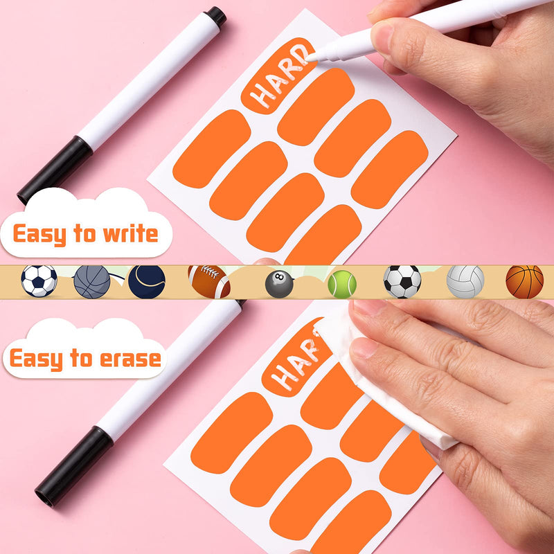160 Pieces Sports Eye Black Stickers for Kids Football Eye Black Lettering Softball Baseball Face Stickers Lacrosse Fans Eye Strips with 2 Pencils for Party Game Sport Supplies (Orange) Orange - BeesActive Australia