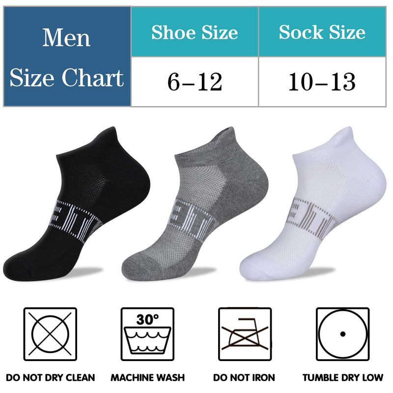 LITERRA Mens Ankle Socks 6 Pack Low Cut Athletic Running Cushioned Tab Socks 6 Pack White - BeesActive Australia