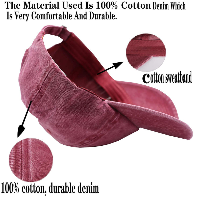 All I Care About is My Dog and Like Maybe 3 People Baseball Cap, Adjustable Washed Classic Vintage Denim Hat My Dog and Like Maybe 3 People-burgundy One Size - BeesActive Australia