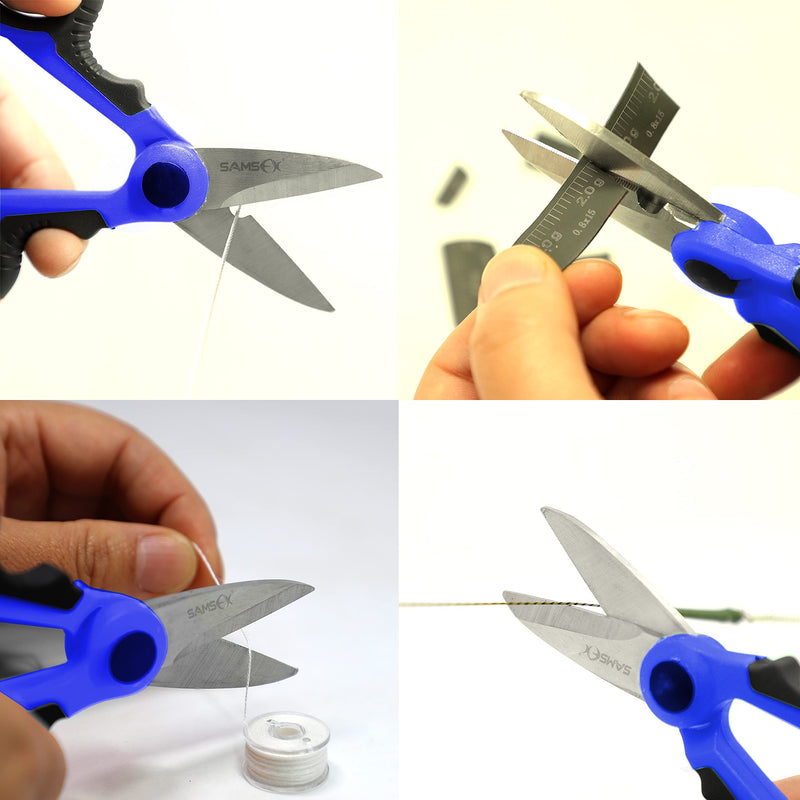 SAMSFX Fishing Heavy Duty Anti-Slip Serrated Edge Scissors Saltwater Freshwater Braid Scissors Braided Line Cutter with Plastic Belt Case Sheath Kit - BeesActive Australia