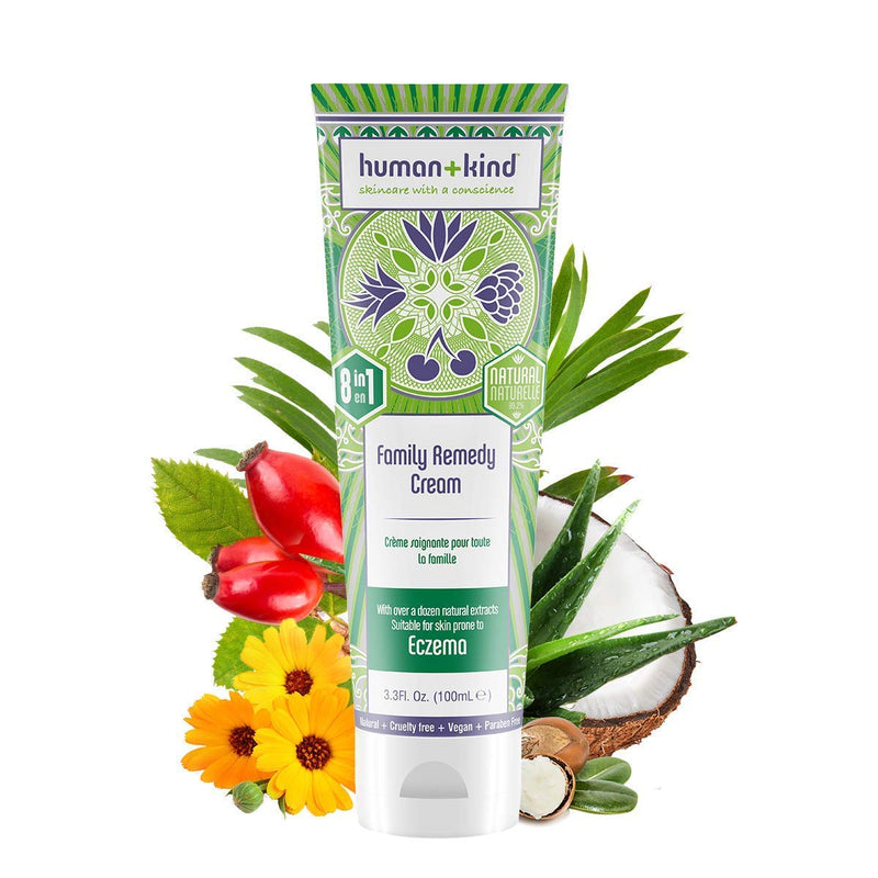 Human+Kind Family Remedy Cream - 8-in-1 Miracle Formula - For Irritated, Itchy, Dry, Cracked Skin, Stretch Marks, Scars, Razor Burn, Eczema, and Brittle Nails - Natural, Vegan Skin Care - 3.3 fl oz - BeesActive Australia