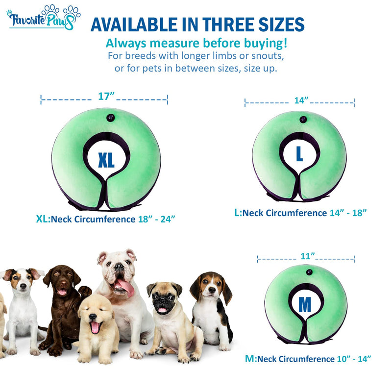 My Favorite Paws Soft Dog Cone, Dog Inflatable Recovery Collar with Adjustable Strap, Quick-Fill Air Valve, and Washable, Removable Cushion Cover for Spay, Neuter, Injuries, or Pet Grooming Medium - BeesActive Australia