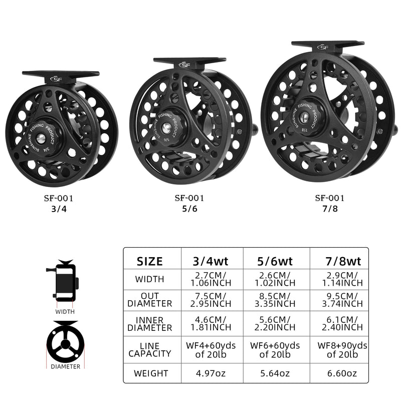 SF Weight Forward Floating Fly line Fly Fishing Line Moss Green 5wt 100FT Front Welded Loop & 5/6wt Fly Fishing Reel with Aluminum Alloy Body - BeesActive Australia