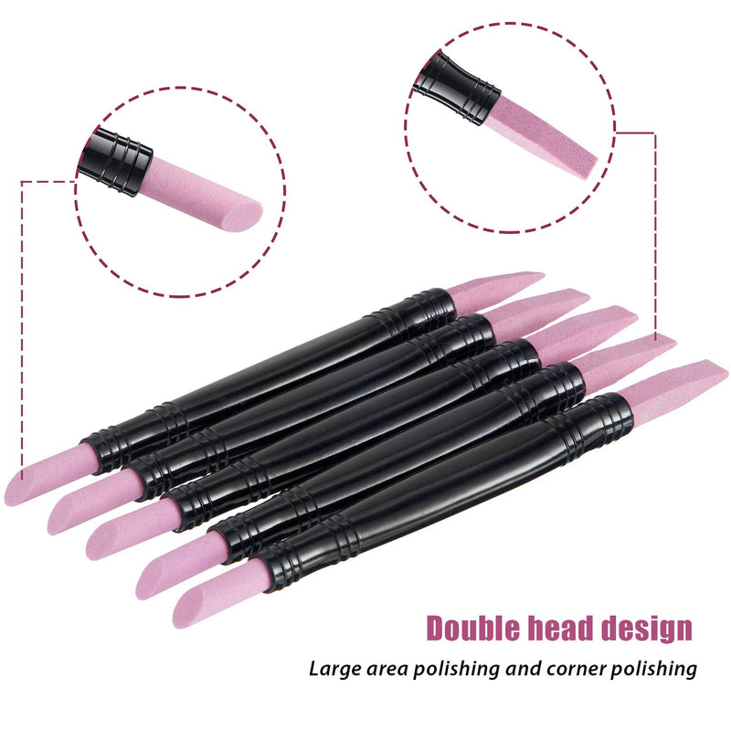 5 Pieces Pumice Stone Nail File Double-Headed Nail Polishing Pen Stick Cuticle Remover Trimmer Buffer Pedicure Pen Nail Art Care Tool for Household Beauty Salon Peeling Dead Skin Repairing - BeesActive Australia