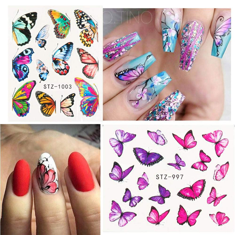 Butterfly Nail Art Stickers Decals Nail Accessories Decorations Supplies Nail Stickers for Women Girls Butterfly Water Transfer Decals  Manicure Nail Design Slider Summer Butterfly Nails 30 Sheets - BeesActive Australia