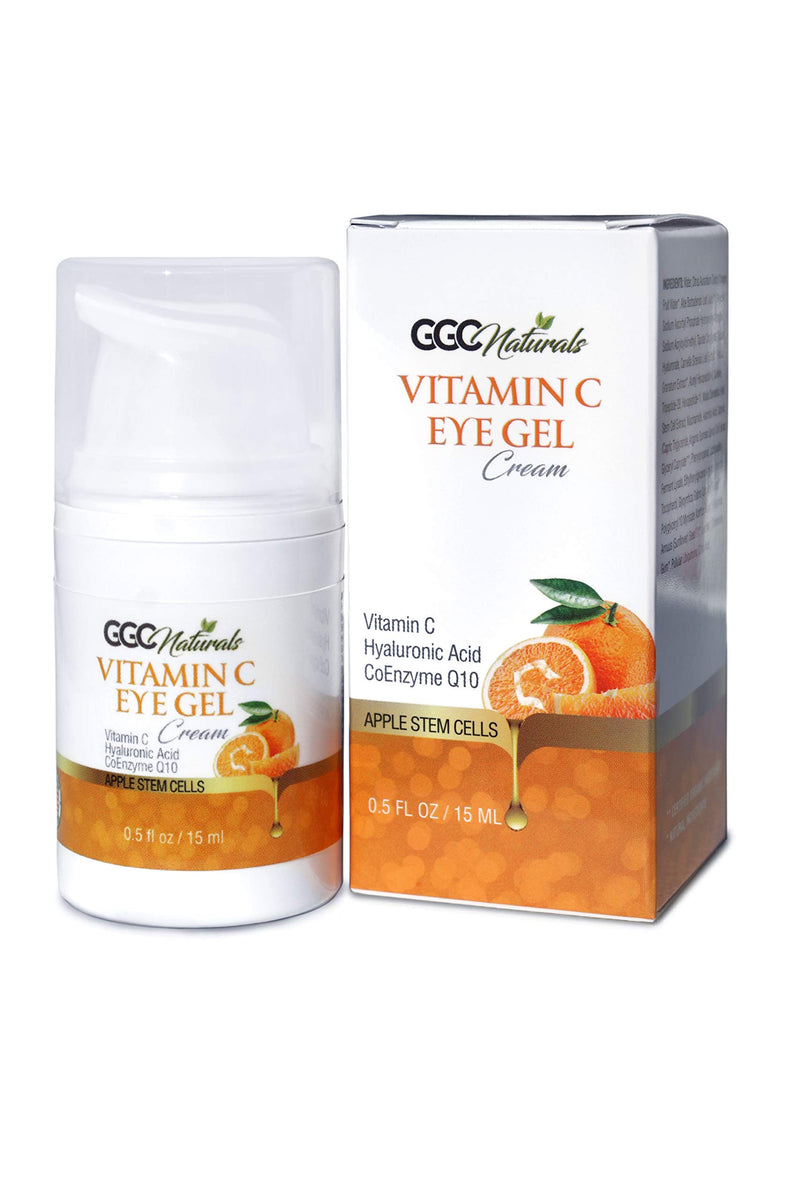 GGC Naturals Vitamin C Eye Gel Cream with Hyaluronic acid and Vitamin E for Appearance of Dark Circles, Puffiness, Wrinkles and Bags. - for Under and Around Eyes, anti-aging effect 0.5 fl oz - BeesActive Australia