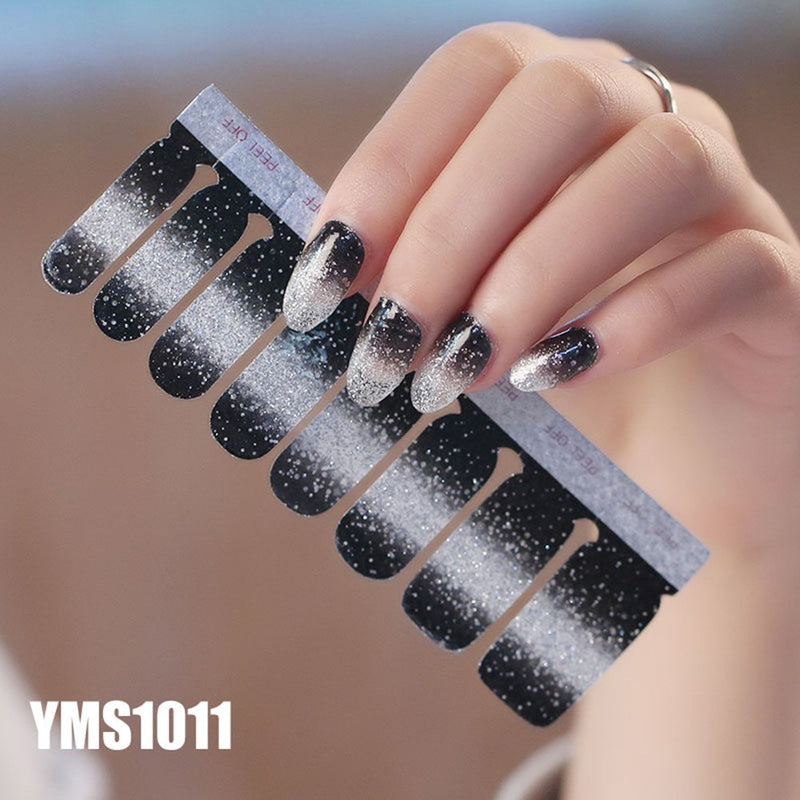 WOKOTO 6Pcs Nail Polish Stickers With 1Pc Nail File Kit Full Nail Tips Nail Self Adhesive Stickers Nail Designs Set - BeesActive Australia