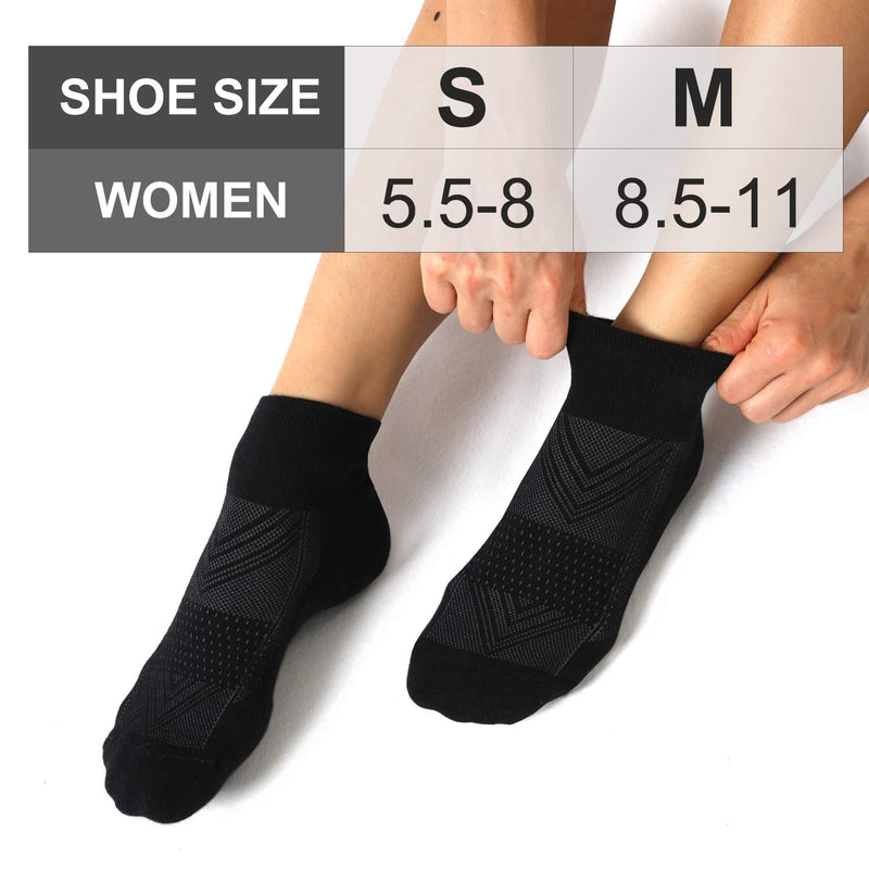CS CELERSPORT 6 Pairs Women's Running Ankle Socks Athletic Sport Socks Cushioned 6 Pair Black Medium - BeesActive Australia