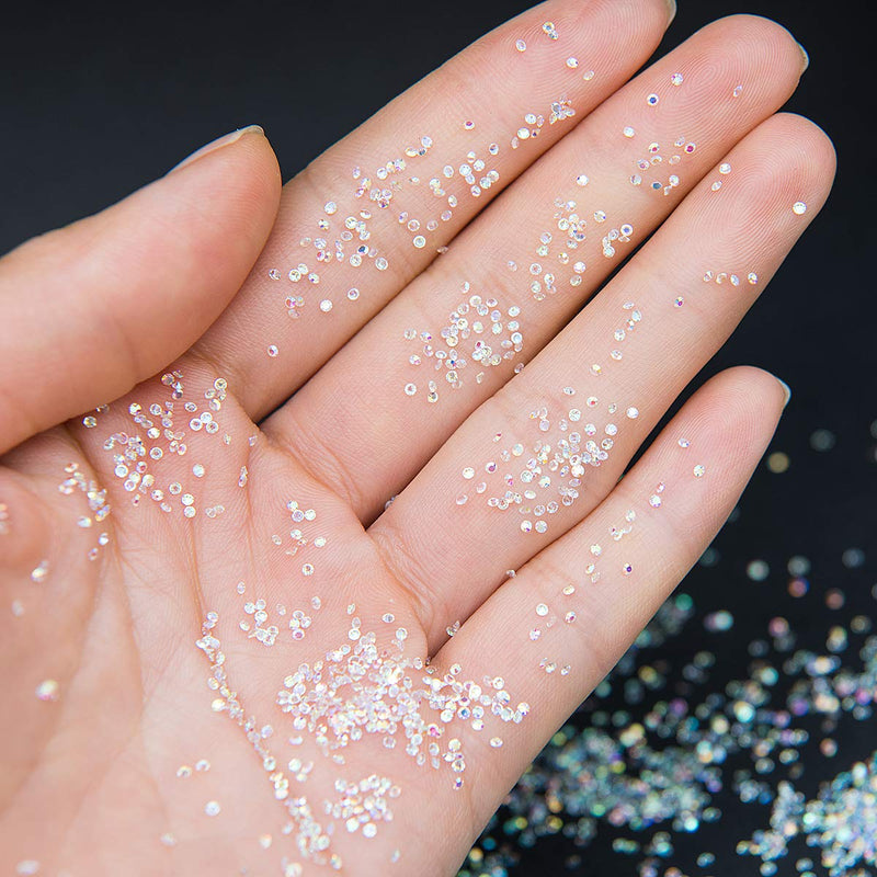 editTime 5000PCS Mini Ultra Tiny 1.2mm AB Shine Iridescent Crystals Micro Diamond Glass Sand Rhinestone for Nail Art Beauty Makeup DIY Craft (1.2mm AB) - BeesActive Australia