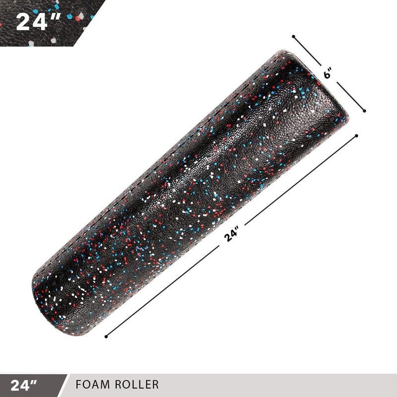 Day 1 Fitness High-Density Round Foam Rollers - 4 Size and 8 Color Options - Massage Rollers for Stretching, Deep Tissue and Myofascial Release Usa Speckled c) 24" - BeesActive Australia