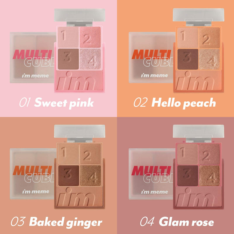 I'M MEME Multi Cube 3 | 01 Sweet Pink | Mini Multi Palette with 4 Eye-shadows and 1 Blush | K-beauty - BeesActive Australia