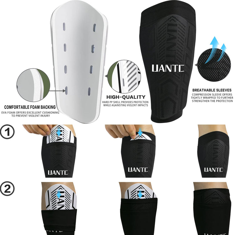 Uantc Shin Guards - Soccer Shin Guards Cushion Protection Reduce Shocks and Injuries - Calf Protective Gear Shin Guards for Kids/Adult - Shin Guards Soccer Youth for Boys/Girls White Large - BeesActive Australia