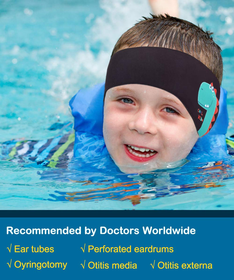 MoKo Swimming Headband for Kids & Adults, Cute Swimmers Headband Ear Band Waterproof Ear Protection Band (S Size for Kids Age 1-2, M Size for Kids Age 3-9, L Size for Kids Age 10+ and Adults) Black Medium (Pack of 1) - BeesActive Australia
